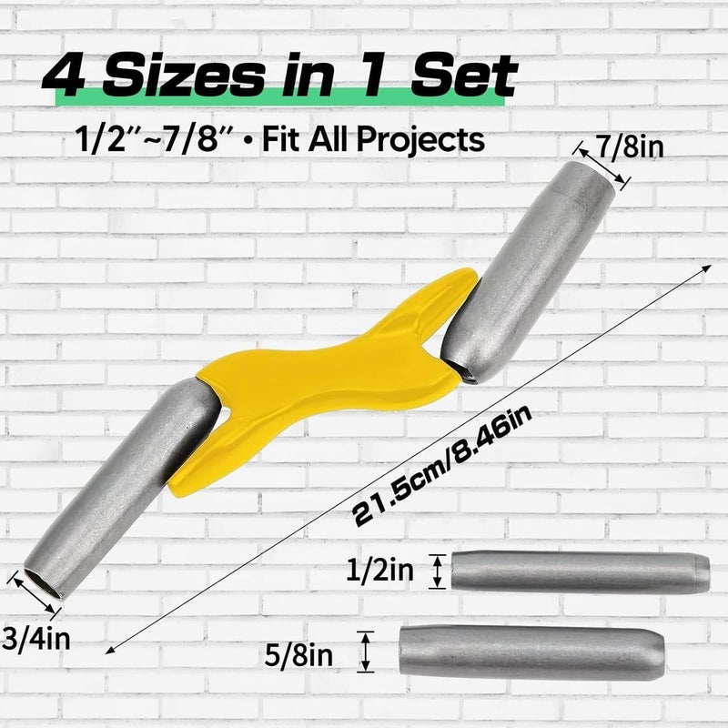 Bassadoro 4 Sizes Barrel Jointer Masonry Brick Jointer Tool Steel Handle Lightweight Bricklaying Trowel Wall Joint Trimmer Builder Tool for Wall Renovation Ceramic Tile 1/2in 5/8in 3/4in 7/8in,Yellow - Image 3